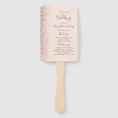 Roos gouden glitter blush roze bruiloft programma handwaaier (Voorkant)