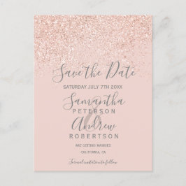 Roos gouden glitter blush roze elegant opslaan van aankondigingskaart