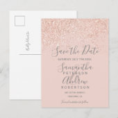 Roos gouden glitter blush roze elegant opslaan van aankondigingskaart (Voorkant / Achterkant)