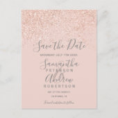 Roos gouden glitter blush roze elegant opslaan van aankondigingskaart (Voorkant)