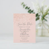 Roos gouden glitter blush roze elegant opslaan van aankondigingskaart (Staand voorkant)