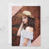 Roos gouden glitter blush roze foto lief zestien kaart (Achterkant)