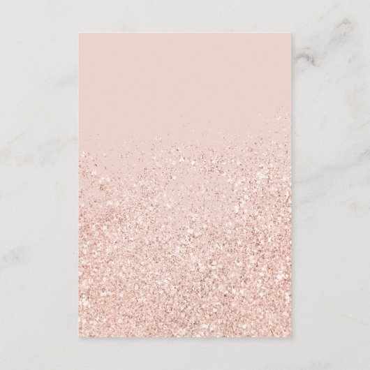 Roos gouden glitter blush roze grijs bruiloft deta informatiekaartje (Achterkant)