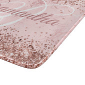 Roos Gouden Glitter Blush Roze Marmer Fancy Monogr Snijplank (Hoek)