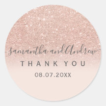 Roos gouden glitter blush roze script Dank u