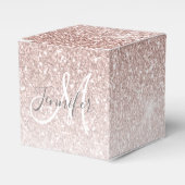 Roos gouden glitter blush roze sparkle monogram bedankdoosjes (Voorkant Zijde)