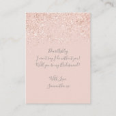 Roos gouden glitter blush roze typografie bruidsme informatiekaartje (Achterkant)