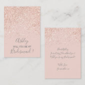 Roos gouden glitter blush roze typografie bruidsme informatiekaartje (Voorkant / Achterkant)