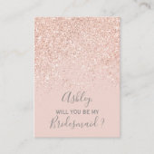Roos gouden glitter blush roze typografie bruidsme informatiekaartje (Voorkant)