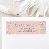 Roos gouden glitter blush roze typografie bruiloft etiket
