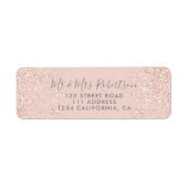 Roos gouden glitter blush roze typografie bruiloft etiket (Voorkant)
