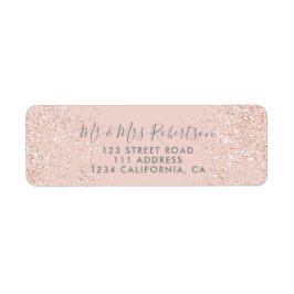 Roos gouden glitter blush roze typografie bruiloft etiket