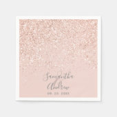 Roos gouden glitter blush roze typografie bruiloft servet (Voorkant)