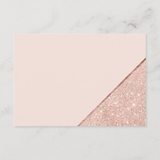 Roos gouden glitter blush script bruiloft richting informatiekaartje (Achterkant)