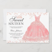 Roos gouden glitter blush tiara jurk Sweet 16 Kaart (Voorkant)