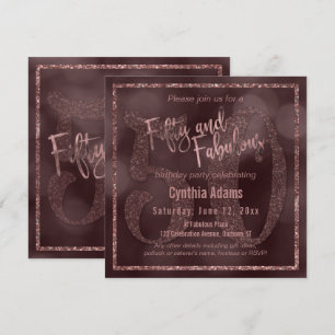 Roos Gouden Glitter & Bokeh 50 & Fabulous Typograf Kaart