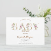 Roos Gouden Glitter Bokeh Bloemen Baby shower Kaart (Staand voorkant)