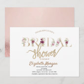 Roos Gouden Glitter Bokeh Bloemen Vrijgezellenfees Kaart (Voorkant / Achterkant)