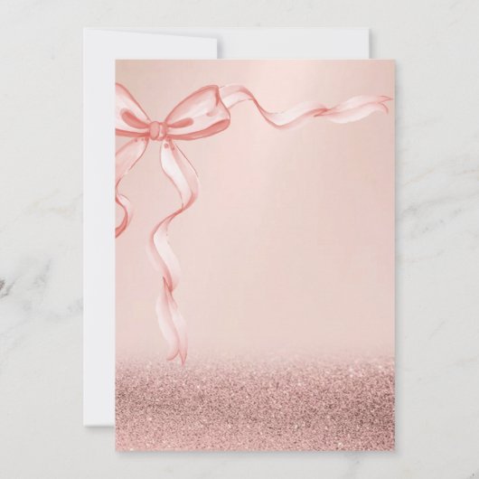 Roos Gouden Glitter Bokeh, Bow Lint Baby shower Kaart (Achterkant)
