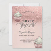 Roos Gouden Glitter Bokeh Cupcakes Kaart (Voorkant)