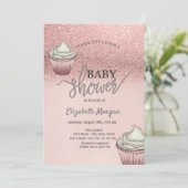 Roos Gouden Glitter Bokeh Cupcakes Kaart (Staand voorkant)