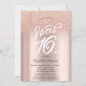 Roos Gouden Glitter Bokeh Ombre Sweet 16 Kaart (Voorkant)