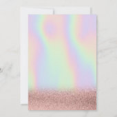 Roos Gouden Glitter Bokeh, Roze Bow Holographic Kaart (Achterkant)