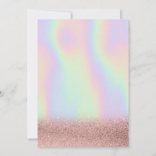 Roos Gouden Glitter Bokeh, Roze Bow Holographic Kaart (Achterkant)