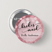Roos Gouden Glitter Bokeh & Typografie Bruidsmeisj Ronde Button 5,7 Cm (Voorkant /achterkant)