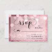 Roos Gouden Glitter Bokeh & Typografie RSVP (Voorkant)