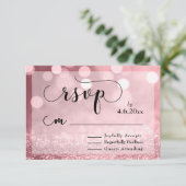 Roos Gouden Glitter Bokeh & Typografie RSVP (Staand voorkant)