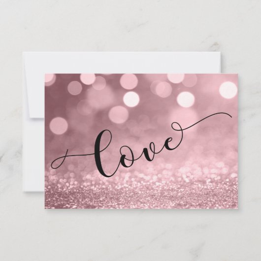 Roos Gouden Glitter Bokeh & Typografie RSVP (Achterkant)