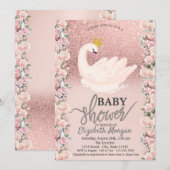Roos gouden glitter bokeh, zwaan Rozen Baby shower Kaart (Voorkant / Achterkant)