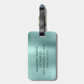 Roos Gouden Glitter Bord Turquoise Fancy Monogram Bagagelabel (Achterkant verticaal)