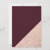 Roos gouden glitter bordeaux viering bruiloft kaart (Achterkant)