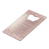 Roos Gouden Glitter Bottle Opener met Aangepaste T Creditkaart Flessenopener (Achterkant Gekanteld)