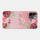 Roos Gouden Glitter Bourgogne Bloemen Gepersonalis Case-Mate iPhone Case (Achterkant (horizontaal))