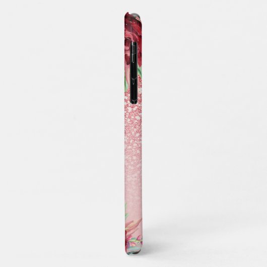 Roos Gouden Glitter Bourgogne Bloemen Gepersonalis Case-Mate iPhone Case (Achterkant/links)