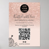 Roos gouden glitter breien haakgaren QR-code Poster (Voorkant)