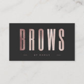 Roos Gouden Glitter Brows QR Code & Logo Visitekaartje (Voorkant)