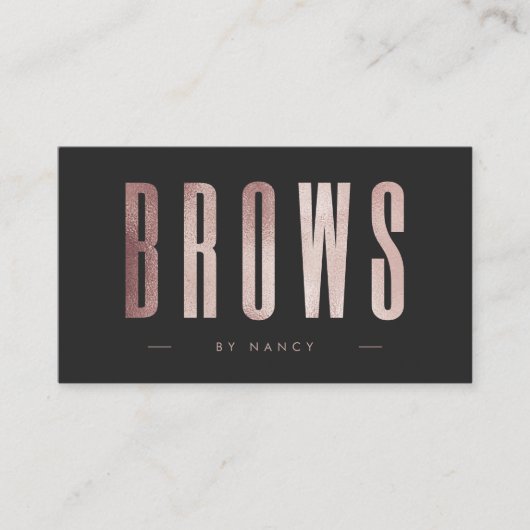 Roos Gouden Glitter Brows QR Code & Logo Visitekaartje (Voorkant)