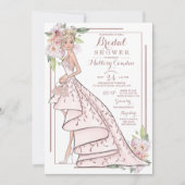 Roos Gouden Glitter Bruid Bruidsdouche Uitnodiging (Voorkant)