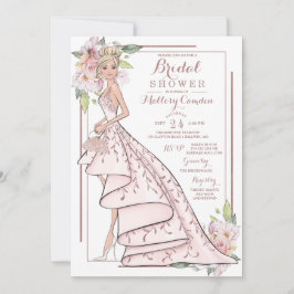 Roos Gouden Glitter Bruid Bruidsdouche Uitnodiging