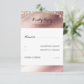 Roos gouden glitter bruiloft RSVP Kaartje (Staand voorkant)