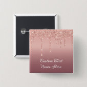 Roos Gouden Glitter Button met Aangepaste Tekstnaa (Voorkant /achterkant)