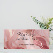 Roos Gouden Glitter Cadeaubon Kaart (Staand voorkant)