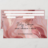 Roos Gouden Glitter Cadeaubon Kaart (Voorkant / Achterkant)