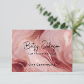 Roos Gouden Glitter Cadeaubon Kaart (Staand voorkant)