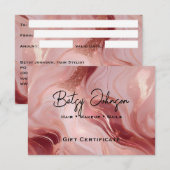 Roos Gouden Glitter Cadeaubon Kaart (Voorkant / Achterkant)
