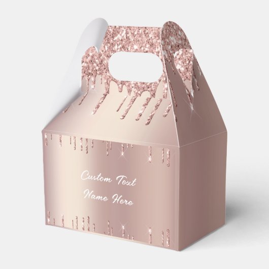 Roos Gouden Glitter Cadeaudoos met Aangepaste Teks Bedankdoosjes (Achterkant)